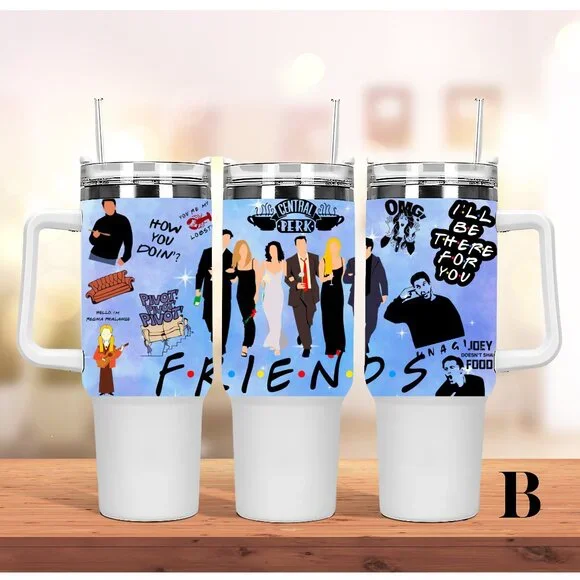 TV Show Friends 40 oz Tumbler/Water bottle/Mug with handle and straw.Birthday gi - Picture 11 of 11